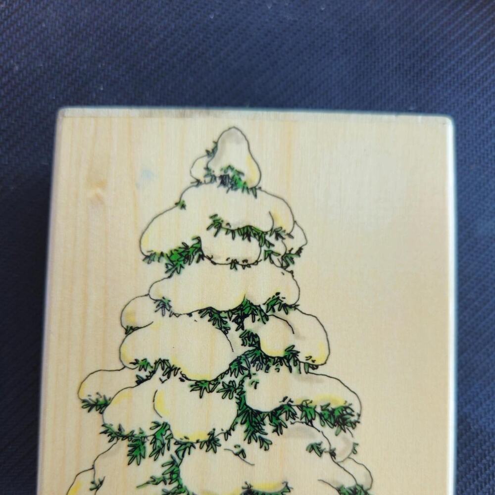 Holly Pond Hill Snowy Fir Tree Stamp Wooden block